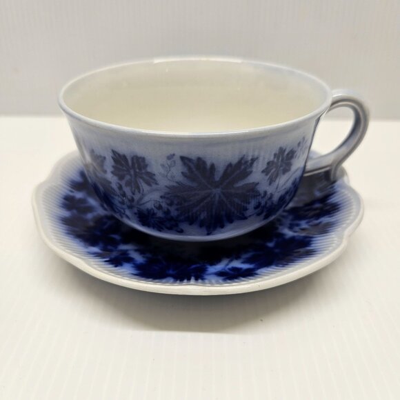 Vintage Vinranka By Gefle Flat Cup and Saucer Set Sweden Flow Blue - Picture 1 of 8